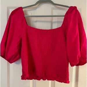 Hot pink puff sleeve top